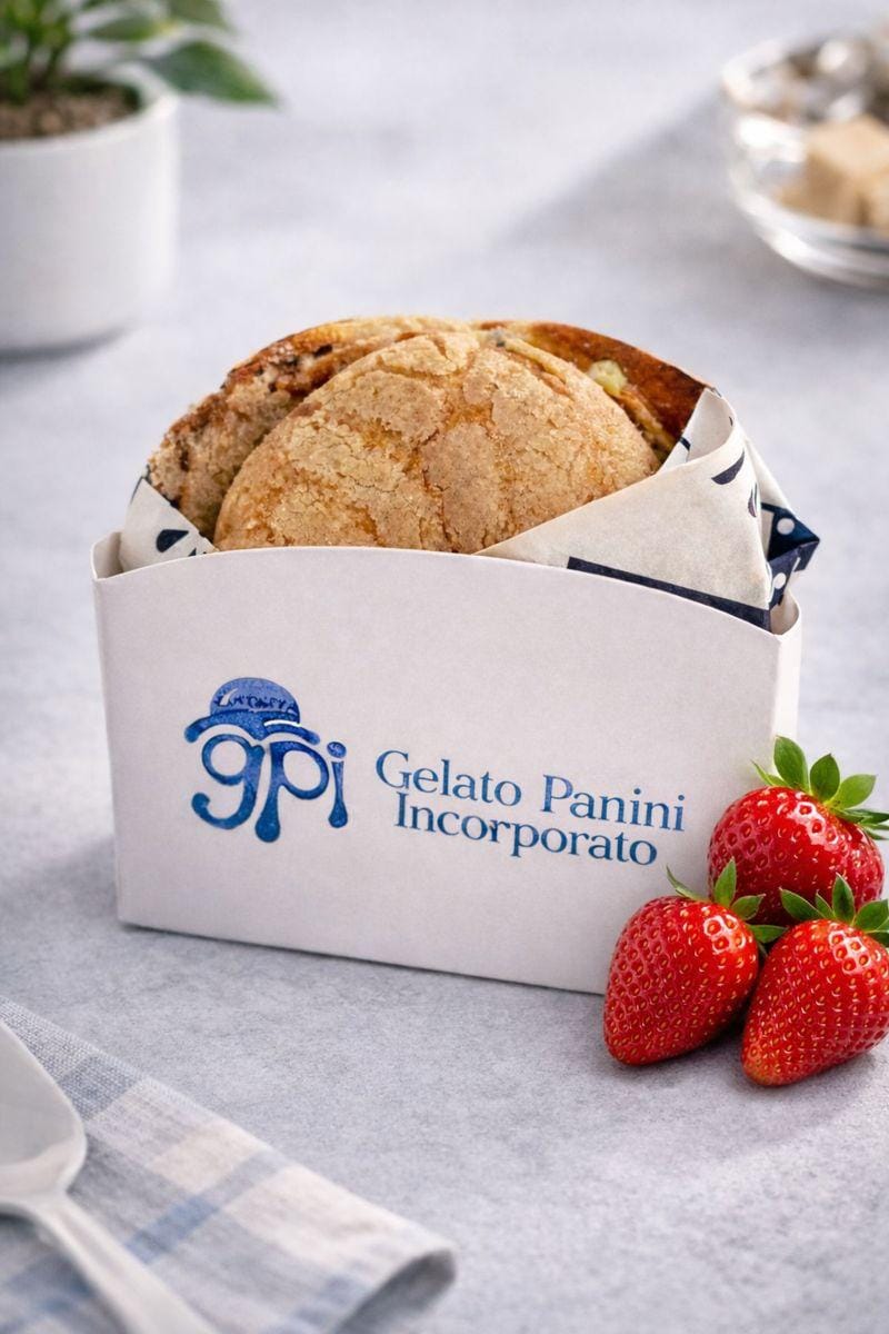 GPI Concha en su caja junto a fresas frescas